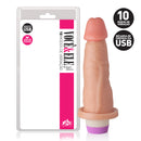 Pênis Realístico Bege 16x4 cm com 10 Modos de Vibração Recarregável via USB