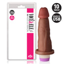 Pênis Realístico Marrom 16x4 cm com 10 Modos de Vibração Recarregável via USB