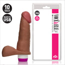 Pênis Realístico Marrom com Escroto 16,5x4cm com 10 Modos de Vibração Recarregável via USB