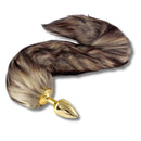 Plug em metal Dourado Com Rabo Raposa 50 cm.