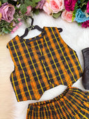 Conjunto Junino Miss Cherry Melissa Xadrez Amarelo