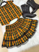 Conjunto Junino Miss Cherry Melissa Xadrez Amarelo
