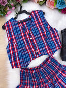 Conjunto Junino Miss Cherry Melissa Xadrez Azul Marinho