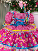 Vestido Bella Child Junino Quermesse Chique Pink