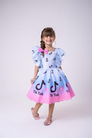 Vestido Temáticos Kids Tik Tok Azul Bebe