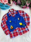 Camisa Junina Xadrez São Pedro Colete Azul