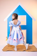 Vestido Junino Tematico Luxo Lilo Stitch Azul Bebe