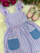 Vestido Banana Club Celine Lilas Listrado