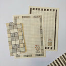 Papéis de Carta Coleção Costurando Memórias com Envelope 10 unidades | Patchwork Marrom - 02 Estampas