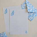 Papéis de Carta ESTAMPAS com Envelope 10 unidades | FOLHAGEM AZUL