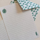 Papéis de Carta ESTAMPAS com Envelope 10 unidades | FOLHAGEM VERDE