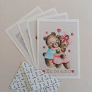 Papéis de Carta MEU AMOR É TODINHO SEU com Envelope 04 unidades | URSINHOS & POTE DE AMOR