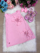 Vestido Blogueirinha Jojo Flor Rosa Bebe