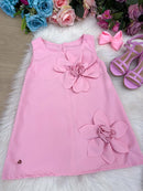 Vestido Blogueirinha Jojo Flor Rosa Bebe