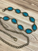 Cinto Feminino Corrente Gota Turquesa Ref. 1473
