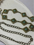 Cinto Feminino Corrente Losango Turquesa Ref. 1473