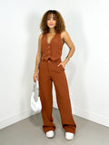 Conjunto Feminino em Alfaiataria Calça Pantalona e Colete Gilmara Ref. 1463