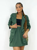 Conjunto Feminino em Alfaiataria Max Blazer e Short Saia Colegial Mayna Ref. 891