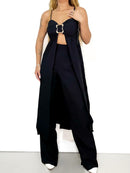 Conjunto Feminino em Alfaiataria Pantalona e Bata Alongada com Fivela Mayra Ref. 1409