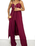 Conjunto Feminino em Alfaiataria Pantalona e Bata Alongada com Fivela Mayra Ref. 1409