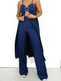 Conjunto Feminino em Alfaiataria Pantalona e Bata Alongada com Fivela Mayra Ref. 1409