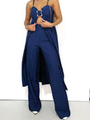 Conjunto Feminino em Alfaiataria Pantalona e Bata Alongada com Fivela Mayra Ref. 1409