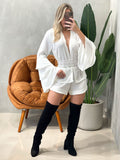Conjunto Feminino em Duna Shorts e Blusa Manga Longa Boho Chic Karen Ref. 1453