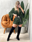 Conjunto Feminino em Duna Shorts e Blusa Manga Longa Boho Chic Karen Ref. 1453