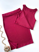 Conjunto Feminino em Ribana Regata e Saia Midi Daniele Ref. 1061