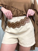 Shorts Feminino em Alfaiataria Zara com Cinto Removível Boho Chic Layla Ref. 1451