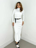 Vestido Feminino Midi em Ribana Manga Longa com Gola Adriana Ref. 1478