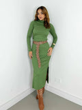 Vestido Feminino Midi em Ribana Manga Longa com Gola Adriana Ref. 1478