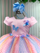 Vestido Vila Lele Ana Clara Rosa Saia Colorida