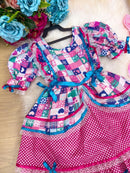 Vestido Bella Child Junino Celebração Caipira Pink