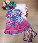 Vestido Bella Child Junino Celebração Caipira Pink