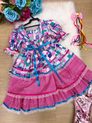 Vestido Bella Child Junino Celebração Caipira Pink