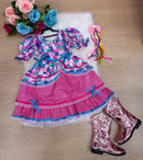 Vestido Bella Child Junino Celebração Caipira Pink