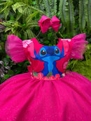 Vestido Tematicos Ysa Kids Lilo Stitch Pink com Led