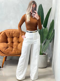 Calça Feminina Pantalona em Alfaiataria com Cinto Natasha Ref. 1013