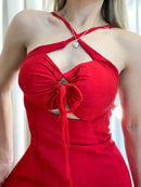Vestido Feminino Longo em Viscolinho com Amarração Sabrina Ref. 1128