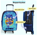 Kit Mochila Rodinhas + Lancheira + Estojo Sonic