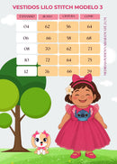 Vestido Tematicos Ysa Kids Lilo Stitch Pink Modelo 3
