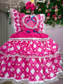 Vestido Bella Child Junino Quermesse do Coração Pink
