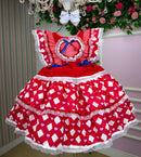 Vestido Bella Child Junino Quermesse do Coração Vermelho