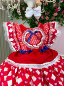 Vestido Bella Child Junino Quermesse do Coração Vermelho