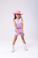 Conjunto Blogueirinha Boiadeira Maraisa Jeans Lilas