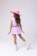 Conjunto Blogueirinha Boiadeira Maraisa Jeans Lilas