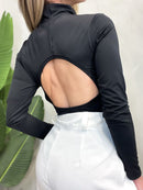 Body em Suplex Power Manga Longa Costas Nua com Gola Juliana Ref. 1522