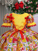 Vestido Marie Junino Quermesse de Luxo Amarelo