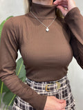 Blusa em Ribana Manga Longa Térmica com Gola Alta Brenda Ref. 1529